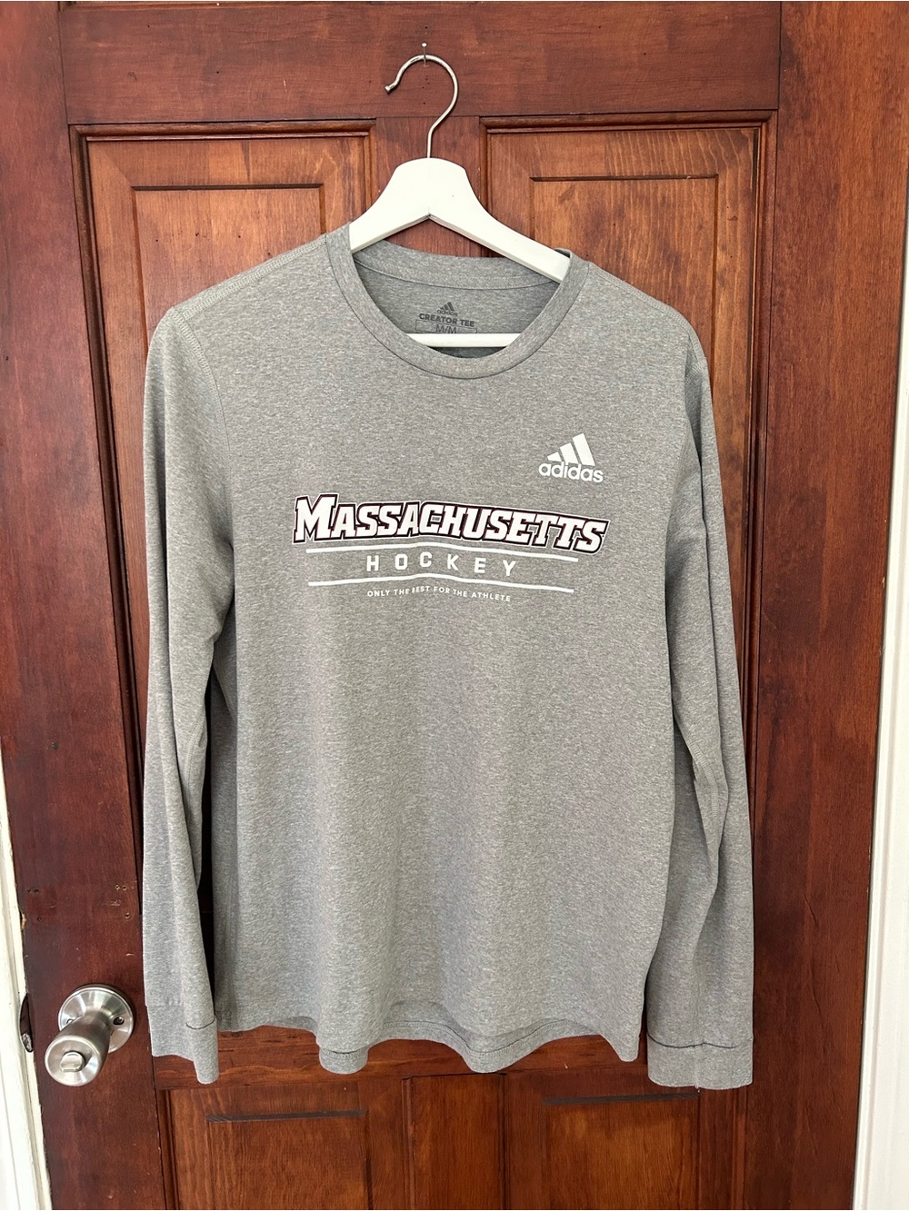 Adidas Gray UMASS Hockey Long Sleeve Tee